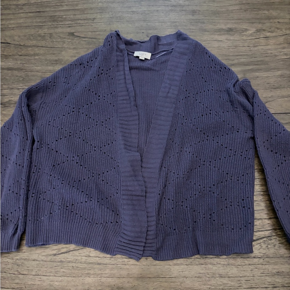 LOFT Lavender Open-Front Cardigan